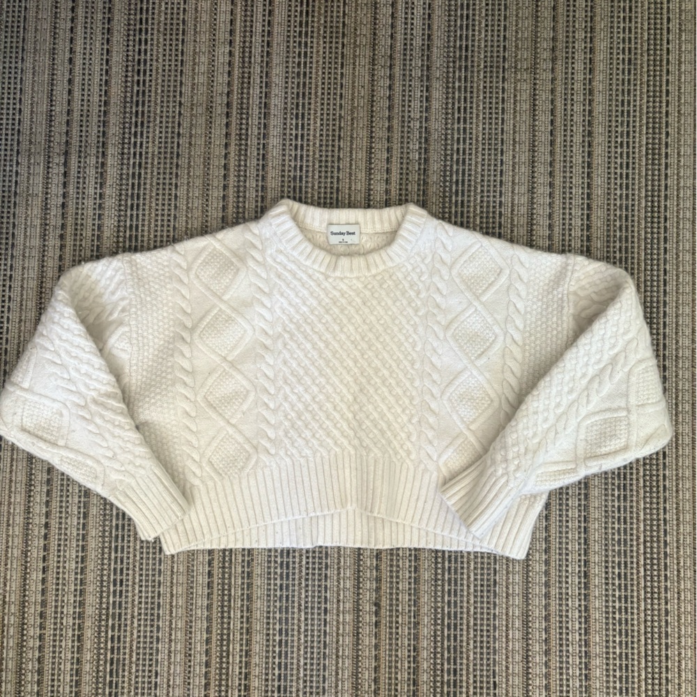 Aritzia Sunday Best Ivory Cable Knit Sweater
